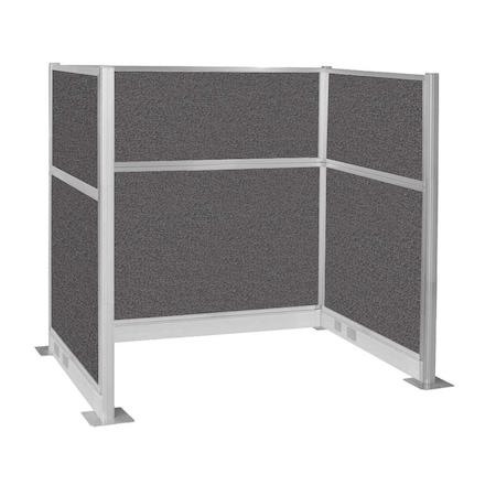 Versare Pre-Configured Hush Panel Electric Cubicle (U Shape) 6' x 4' Charcoal Gray Fabric 1859351